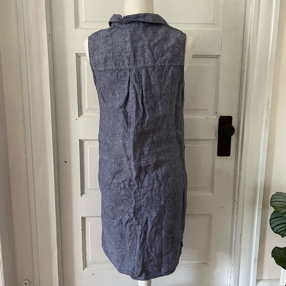 Tahari | 100% Linen Chambray Shirt Dress - Picture 3 of 5